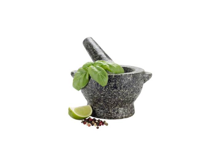 Mörser NOUVEL mit Stössel 15,5 x 14,5 x 10 cm, Stein , grau, Ø:14,5cm, Granit, Mörser, Mörser
