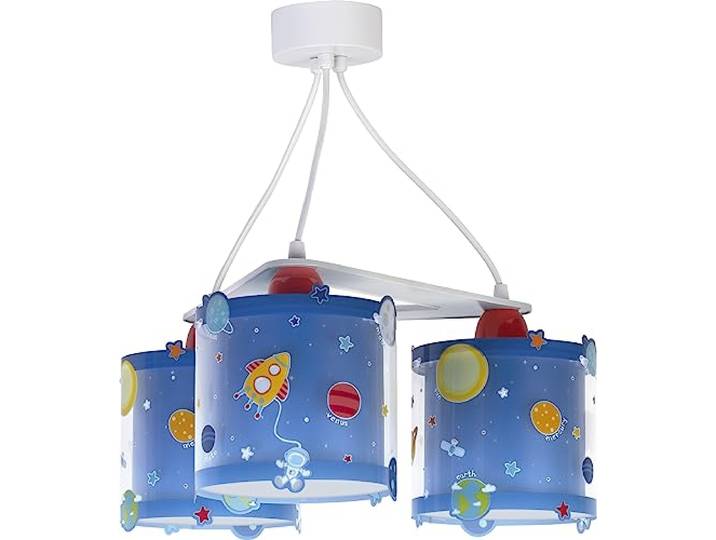 Dalber kinderlampe Pendelleuchte Hängelampe 3-Leuchten Planets Planeten Raum, Blau