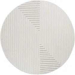 TEPPICH Outdoor, Fußbodenheizung-geeignet, mit Labyrinthmuster, ENGADIN in Creme, Ø 120 cm