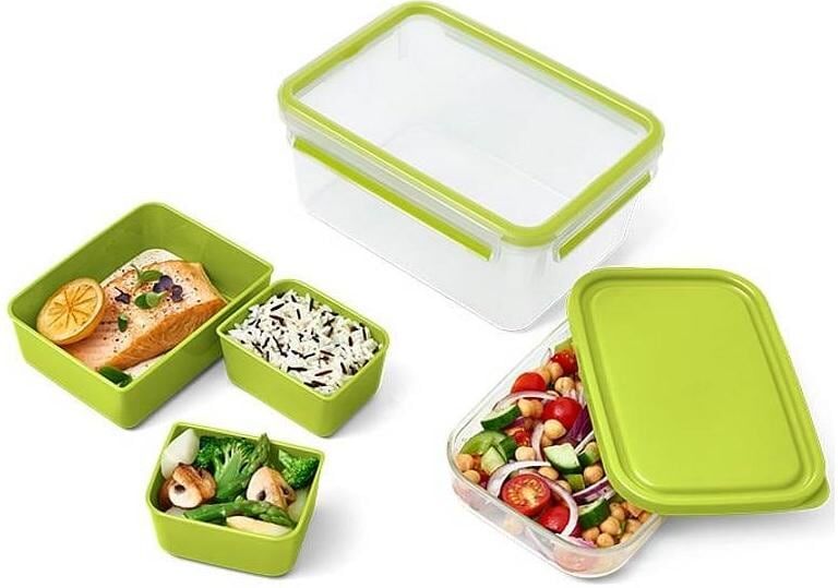 Lunchbox EMSA "Clip & Go XL Grün", grün, B:22,5cm H:9,9cm L:16,6cm, Kunststoff, Lebensmittelaufbewahrungsbehälter, Lunchbox grün B/H/L: 22,5cm x 9,9cm x 16,6cm