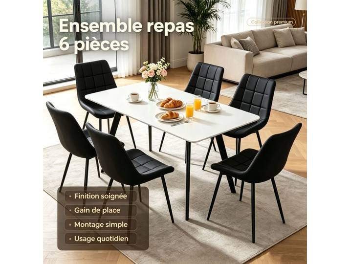 PIPIPOXER Lot de 6 chaises de salle à manger velours chaise bureau maison pieds métal noir design moderne pour repas lecture