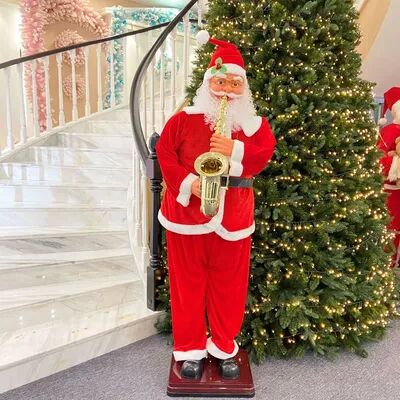 Inspire Daily Merch Collapsible Christmas Life Size Animated Rock Singing Santa Claus Decoration For Hotel Doorway c 1.8m