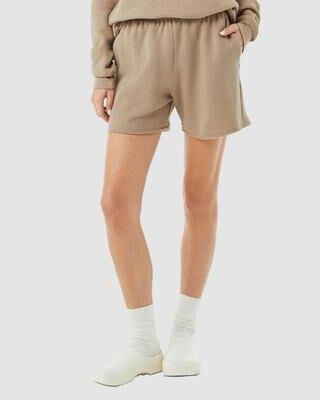Bella + Canvas BC3787 Women's Cutoff Fleece Shorts in Tan size XL 3787