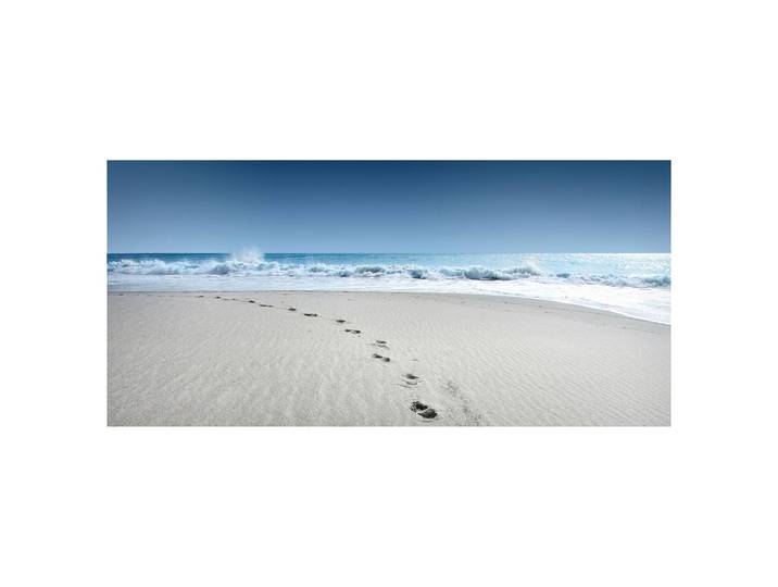 Magnettafel Spuren im Sand Stahl, lackiert & Vinyl-Spezialfolie Rückseitige Aufhängungsösen Blau 78 x 37cm