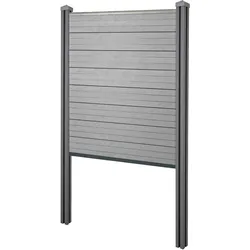 WPC-Sichtschutz Savoie, Zaun Windschutz, WPC-Pfosten zum Einbetonieren ~ Basiselement schmal, 105cm grau