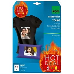 Sigel InkJet Transfer Folien für T-Shirts, für helle Textilien, 3 Folien
