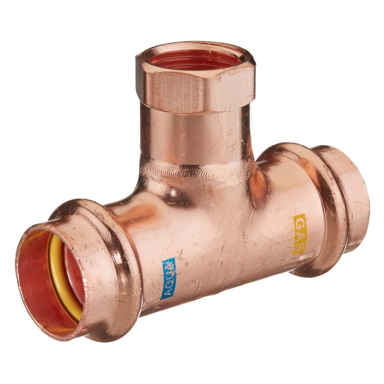 Hermann schmidt HS T-Stück V-Press Copper AQUAGAS IG, 22mmx1/2x22mm (T-Verbindung) (45120221222)