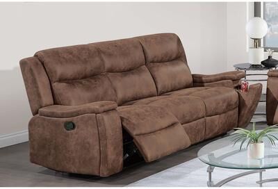 Esofastore Contemporary 1pc Manual Sofa Walnut Finish Hidden Cup Holder