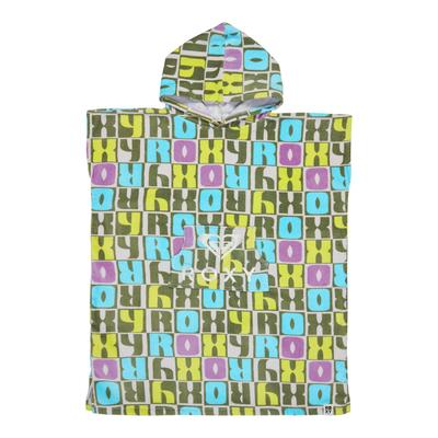 Badeponcho ROXY "Rg Stay Magical Printed", bunt (oil grün letter up), Obermaterial: 100% Baumwolle., Hausmäntel