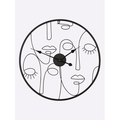 Wanduhr, schwarz, Wanduhren, B/H/T: 60,5cm x 60,5cm x 3cm, Wanduhr, B:60,5cm H:60,5cm T:3cm
