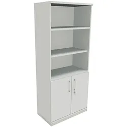 fm Büromöbel Kombischrank »Oldenburg« 5 OH 3 offene Fächer 2 Türen grau, 80x186.9x44.2 cm