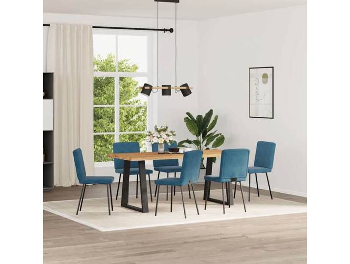 TOP 2025* Chaises à manger Scandinave Chaise Cuisine lot de 6 bleu velours LV490