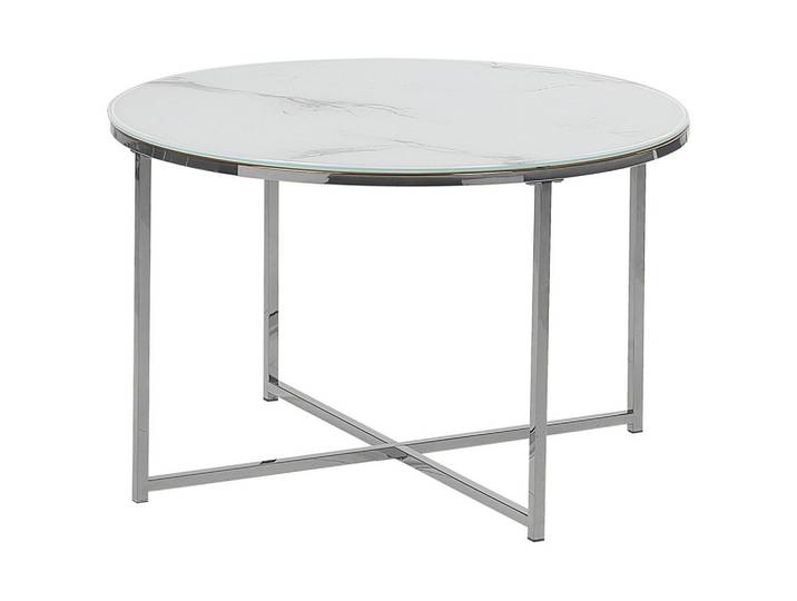 COUCHTISCH Marmor Optik weiß/silber 70cm Quincy