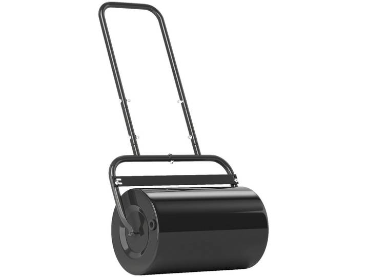 Outsunny Rasenwalze mit U-Griff Gartenwalze Gartenrolle Wasser-/ Sandfüllung Metall, Schwarz, 32.5x113x58 cm, Gartenzubehör, Gartenpflege, Gartengeräte
