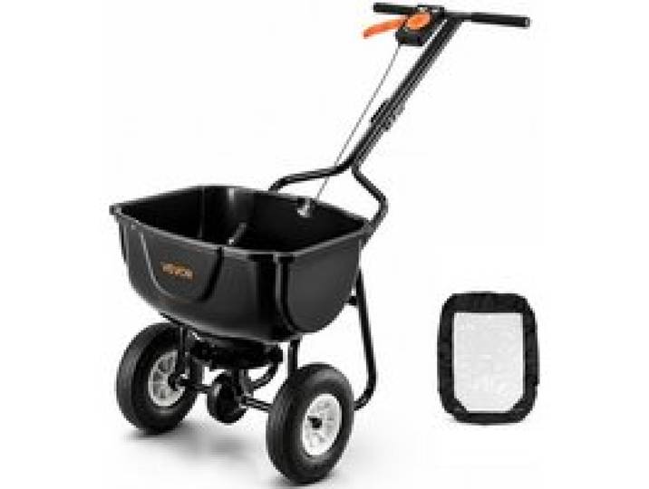 VEVOR Épandeur Engrais Capacité Charge 27,2 kg Épandeur à Semence Largeur d'Épandage 0-3 m Semoir à Pousser pour Graines, Semer Jardinage, Pelouse, Gazon, avec Roues Pneumatiques Tout-terrain 20 cm