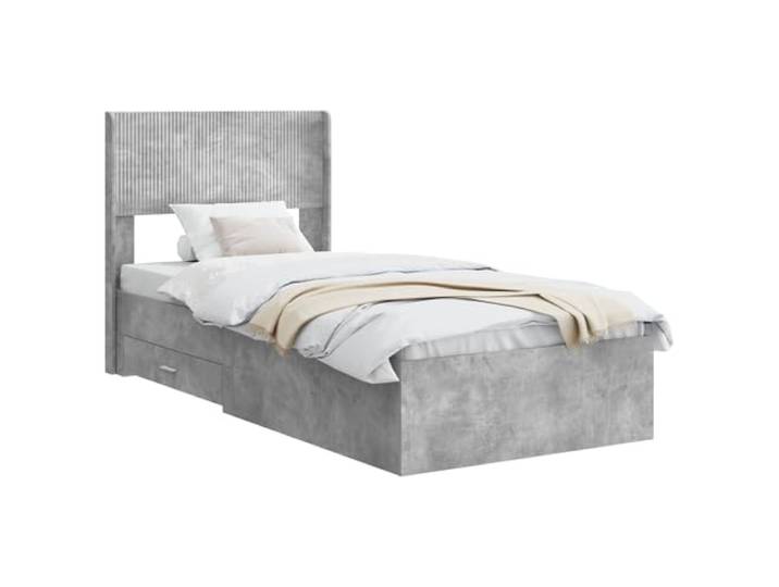PUGYNBK Bettgestell mit Stauraum, Grau Robustes Holz, fester Lattenrost, minimalistisches Design, feuchtes Tuch
