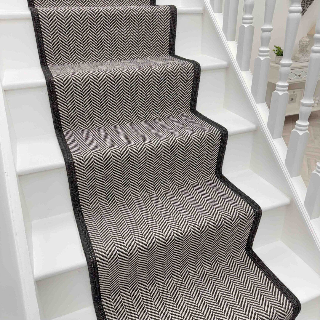 Fleur De Lis Living Stair Runner Geometric Flatweave Area Rug Black Runner 70 x 660 cm