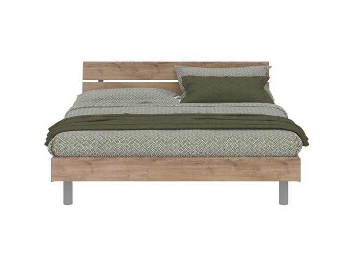 Modular Bett Livorno Natur, Grau MDF, Kunststoff 160 x 200 cm - Bett