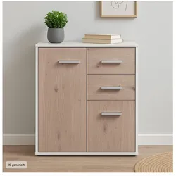 HTI-Living, Kommode + Sideboard, Kommode mit 2 Schubladen Nina Weiss Artisaneiche (60 x 30 x 70 cm)