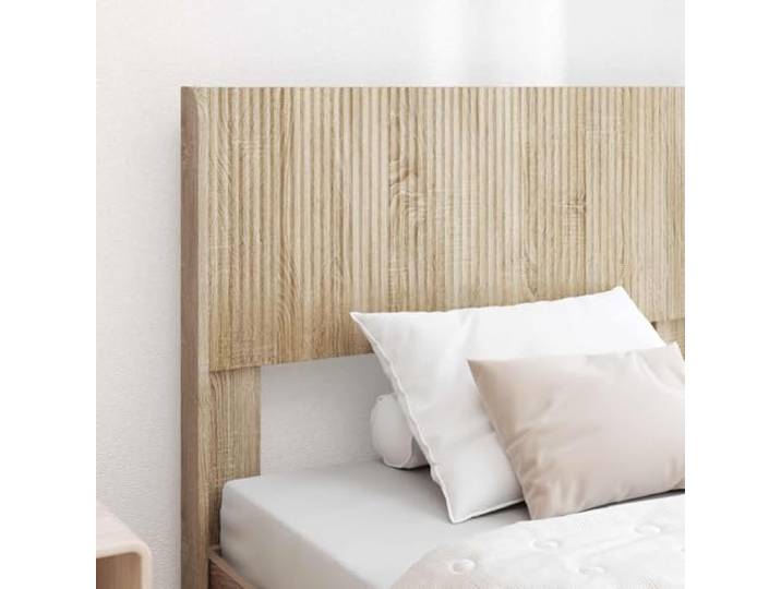 SKTQYQO Boxspringbett mit Kopfteil Eiche Sonoma Technisches Holz, Lattenrost, modernes Design, integrierte Regale
