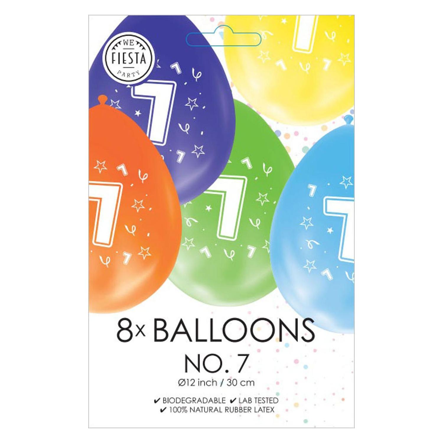 Globos Europe Luftballons 2-seitig bedruckt Zahl 7, 8 Stk. (8x) (38849420)