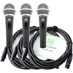 Pronomic DM-58 Vocal Mikrofon mit Schalter 3er SET inkl. 3x 5m XLR Kabel