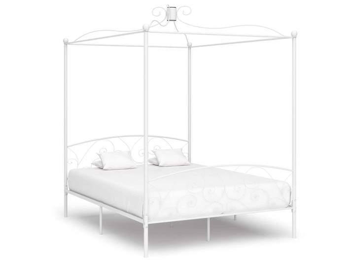 vidaXL Himmelbett-Gestell Weiß Metall 160 x 200 cm