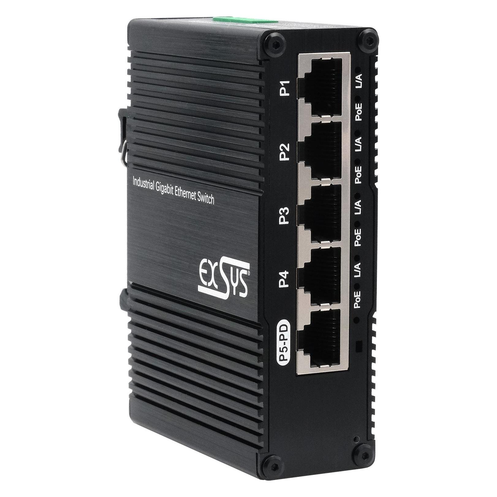 Exsys Industrial PoE Pass-Through Switch 5x 1 Gbit/s (5 Ports) (EX-62020POE-P)