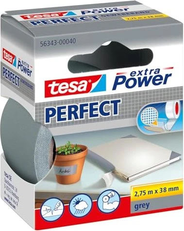 Gewebeklebeband 56343 Länge 2,75m Breite 38mm grau Zellwollgewebe tesa