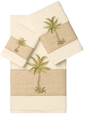 Linum Home Textiles Llc Perfect Palm Bath Towel Set Bath Hand Wash, Bath Hand Wash, Light Cream