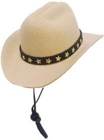 Fusion Finds Adjustable Pet Cowboy Hat For Dogs & Cats Funny Western Costume Headwear With Secure Fit beige star