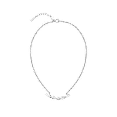 Edelstahlkette LACOSTE "CROCODILE", edelstahlfarben, kristallweiß, Halsketten, Damen, mit Stein, Edelstahl, L: 45,5 B: 2mm, Edelstahlkette, wahlweise mit oder ohne Stein, B:2mm