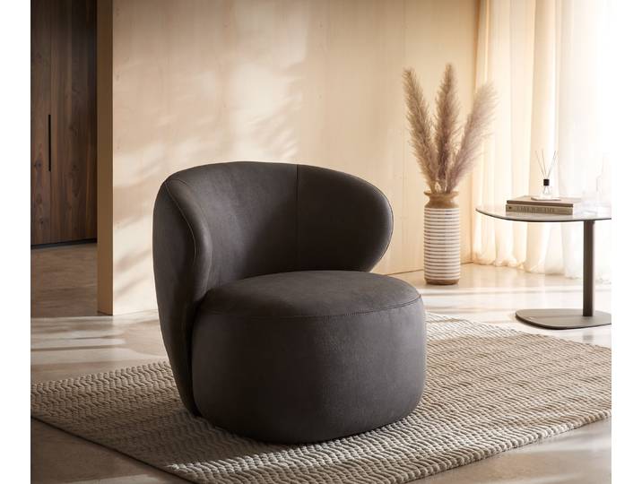 DELIFE Loungesessel Pulo 80x80 cm Mikrofaser Anthrazit Vintage, Cocktailsessel