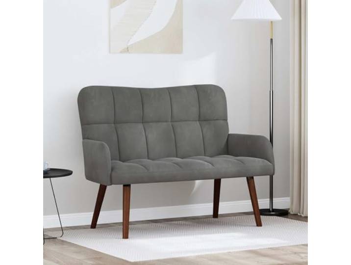 KGHERMDF 2-Sitzer Sofa Dunkelgrau Samt 115 x 61 x 87 cm Samtbezug, veredelte Rückseite, modernes Design, einfache Montage, pflegeleichte Oberfläche
