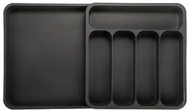 Inspire Curations Expandable Cutlery Drawer Organizer Adjustable Kitchen Utensil Tray With 6 Compartments black