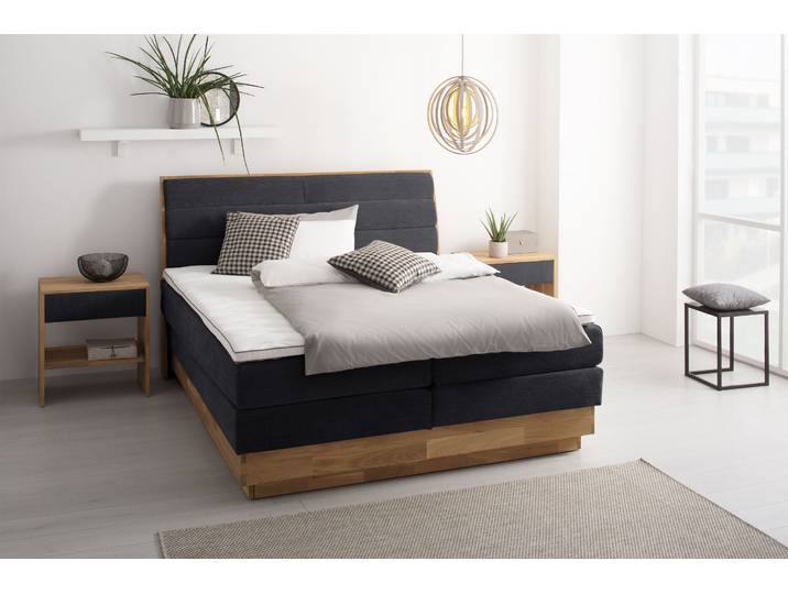 Boxspringbett, Polyester, Schwarz (Carbone), 184×216 cm, LED-Beleuchtung, Modern, OTTO Products