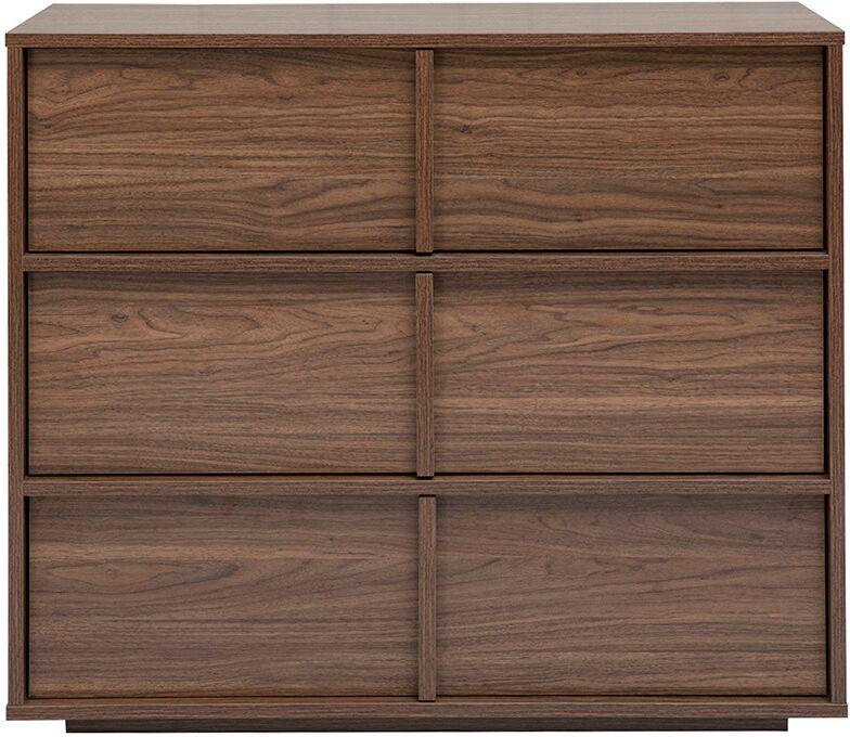 Miliboo Commode finition bois foncé noyer 3 tiroirs L90 cm LOTHAIRE
