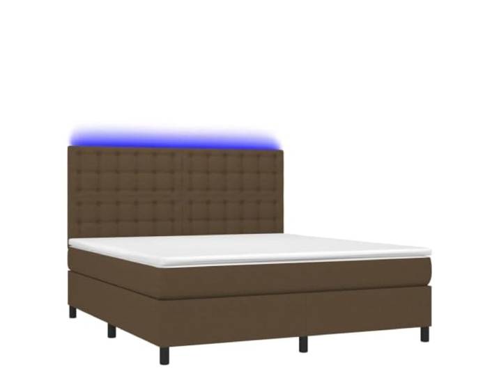 PUGYNBK Boxspringbett mit Matratze und LED-Lichtern, Dunkelbraun, 160 x 200 cm