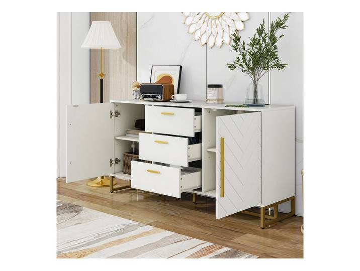 HAUSS SPOLE Sideboard Aufbewahrungsschrank mit 3 Schubladen für Ess/Küche & Wohnzimmer