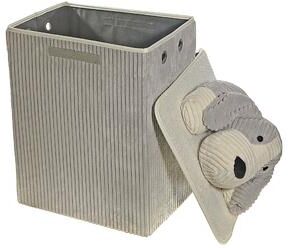 IH Casa Decor Rectangle Foldable Fabric Hamper & Lid Grey Plush Dog
