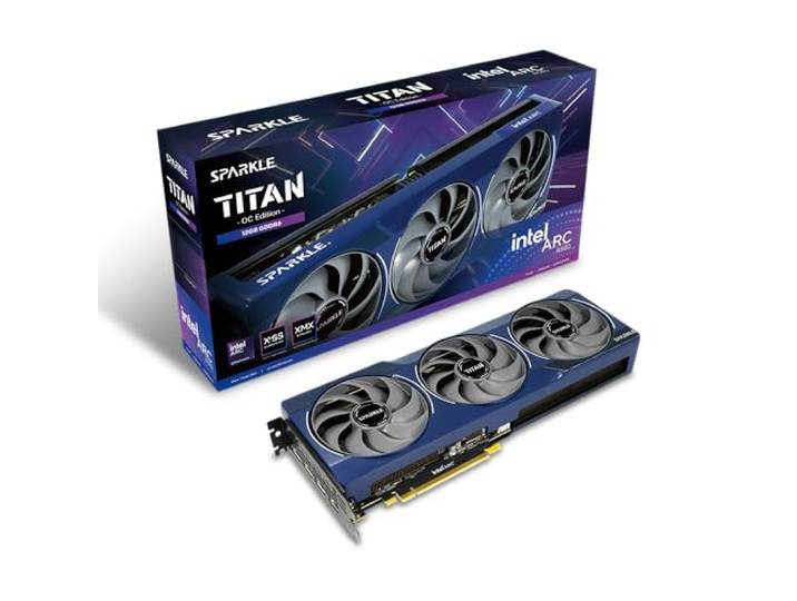 Sparkle Intel Arc B580 Titan OC, 12 GB GDDR6, gescheurde koeling 2.0, axiale ventilator, ademlicht, metalen achterplaat, SB580T-12GOC