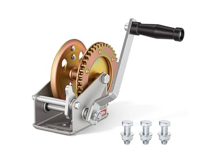 VEVOR Treuil Manuel sans Câble ni Sangle 726 kg\, Treuil Remorque Bateau\, avec Cliquet Bidirectionnel et Manivelle Antidérapante\, pour Remorquage et Déplacement de Charges\, Rapport d'Engrenage 4:1