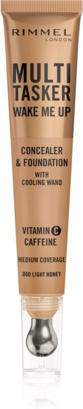 Rimmel Multi-Tasker Wake Me Up foundation and concealer with a brightening effect shade 60 Light Honey 20 ml