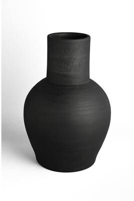 BIDK Home Black Terracota Gourd Vase - Black
