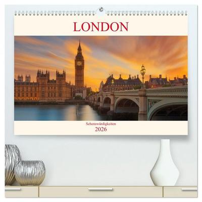 London Sehenswürdigkeiten (hochwertiger Premium Wandkalender 2026 DIN A2 quer), Kunstdruck in Hochglanz