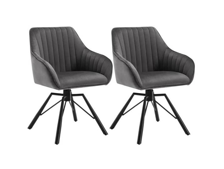WOLTU 2x Chaise Salle à Manger Pivotante Chaise Cuisine Scandinave en Velours Ergonomique Pieds en Métal Gris Foncé W0ATT0183-2