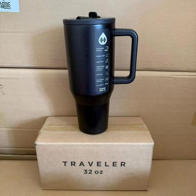 Uplifted Goods Insulated Stainless Steel Travel Tumbler With Straw Lid black 32oz