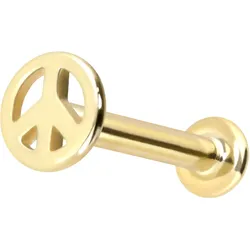 14 Karat Gold Labret mit Push Fit PEACE-ZEICHEN