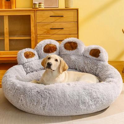 Inspired Finds Fluffy Calming Dog Bed Sofa For Warm & Cozy Pet Comfort light Gray 19.69in