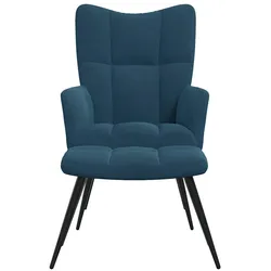 vidaXL Relaxsessel mit Hocker Blau Samt